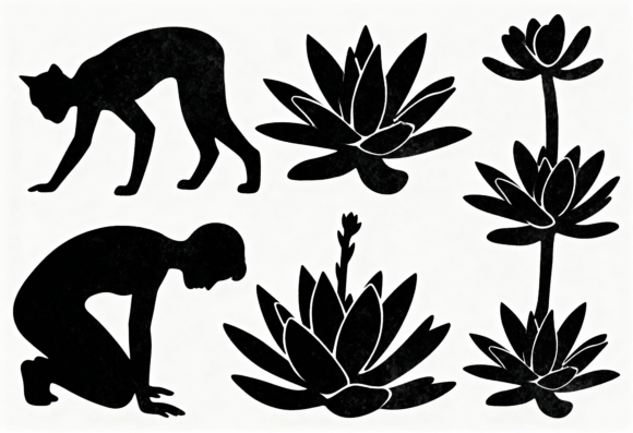 Black Cat and Lotus Flower Silhouette Review