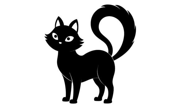 Black Cat Illustration Cartoon Vector Review