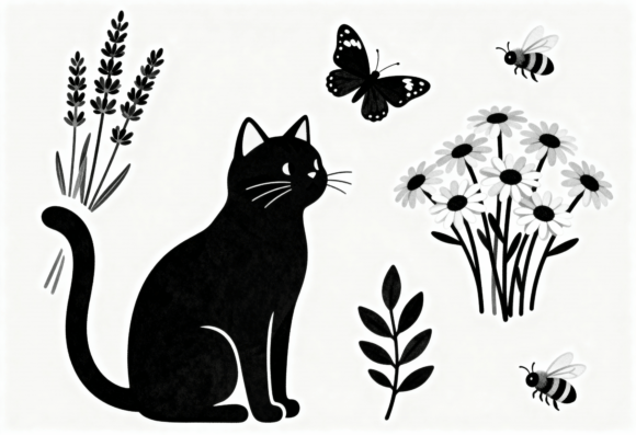 Black Cat Lavender Daisy Bee Butterfly Review