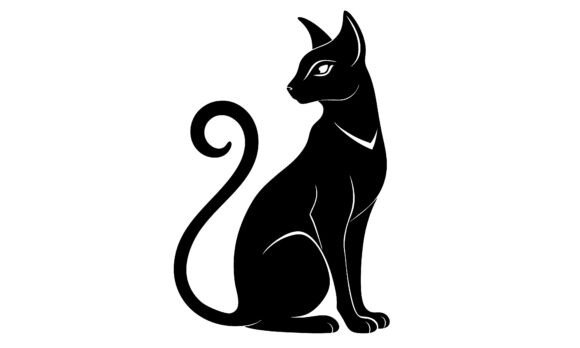 Black Cat Silhouette in Minimalist