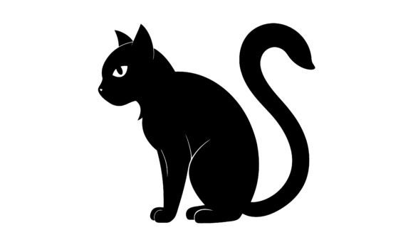 Black Cat Silhouette Sitting Profile