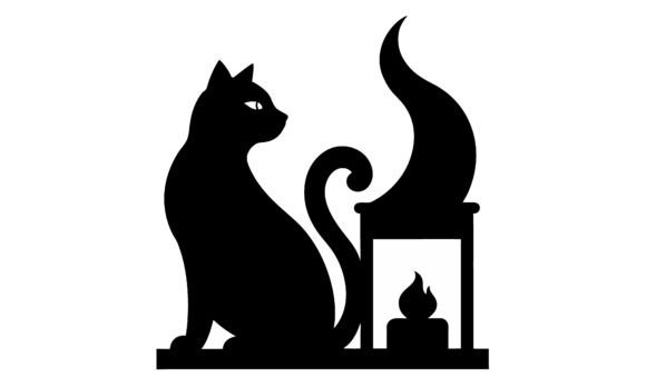 Black Cat Silhouette with Fireplace Cand Review