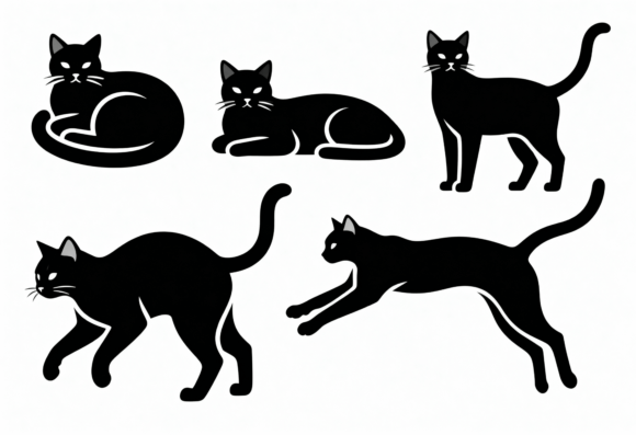 Black Cat Silhouettes Clipart Set Review