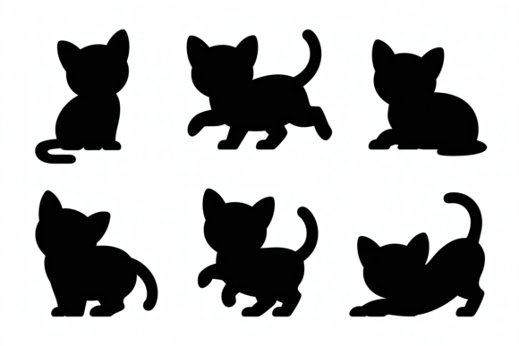 Black Cat Silhouettes Set