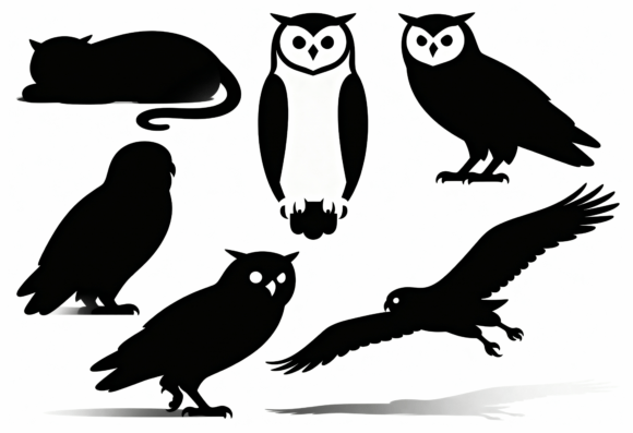 Black Owl and Cat Silhouette Clipart Review