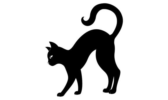 Black Silhouette Cat Arching Its Back