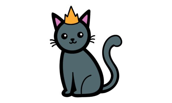 Cartoon Cat Wearing a Golden Crown Review
