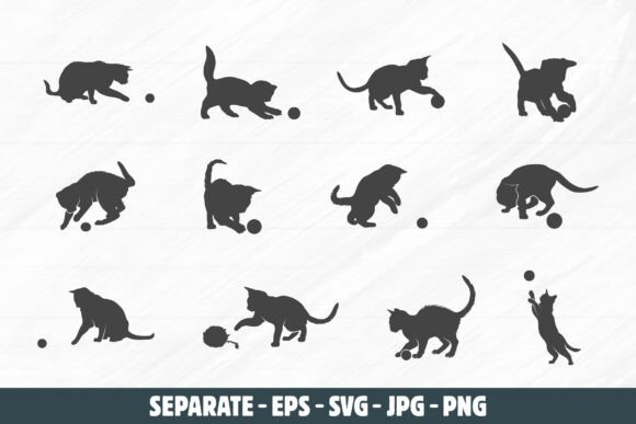 Cat Playing with Ball Silhouettes Review