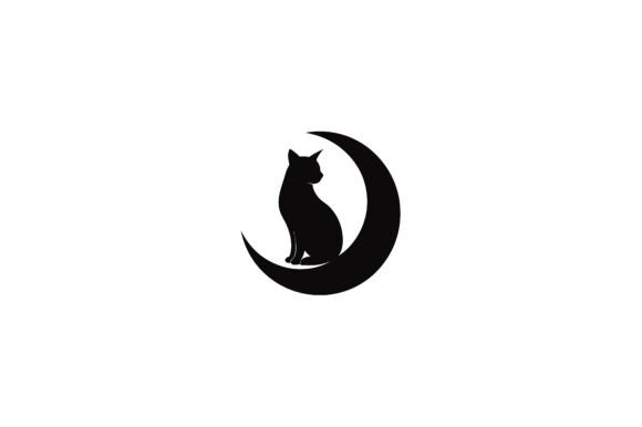 Cat Sitting Inside a Crescent Moon Black Review