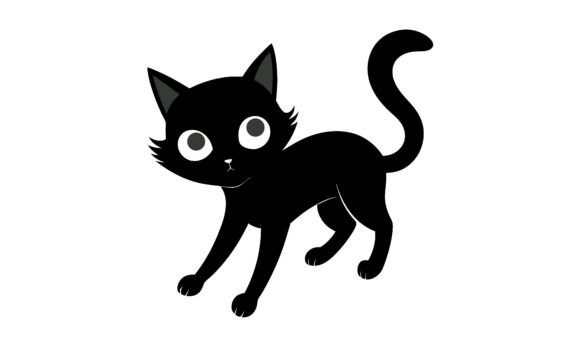 Cute Black Cat Cartoon Illustration Review