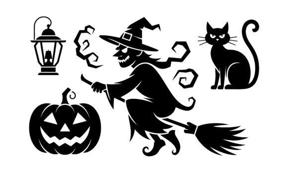 Halloween Witch Silhouette Pumpkin Cat Review