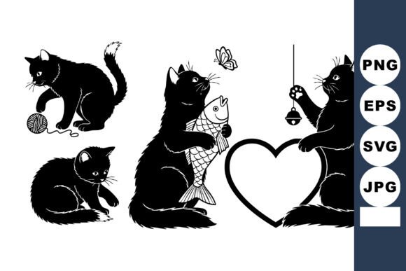 Playful Black Cat Silhouettes Set: A Designer's Stitch Test