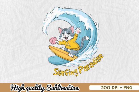 Surfing Paradise Cat Surfing PNG Review