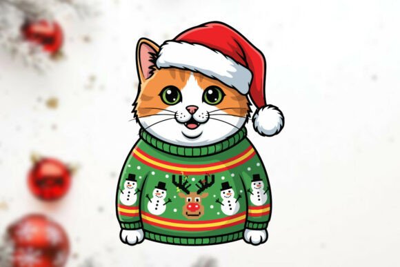 Tabby Cat Wearing a Christmas Sweater Review