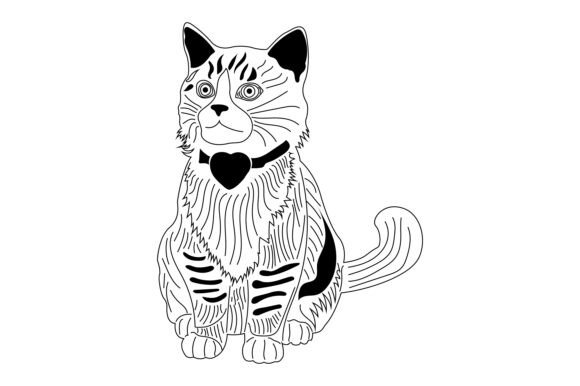 Valentine Cat Outline Silhouette Graphic Review